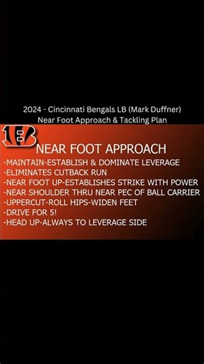 2024 Cincinnati Bengals LB (Mark Duffner): Near Foot Approach & Tackling Plan #football #nfl #cfb