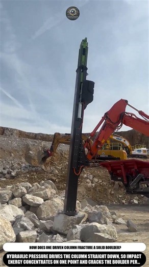Hydraulic Rock Breaker Splits Quarry Boulders Fast