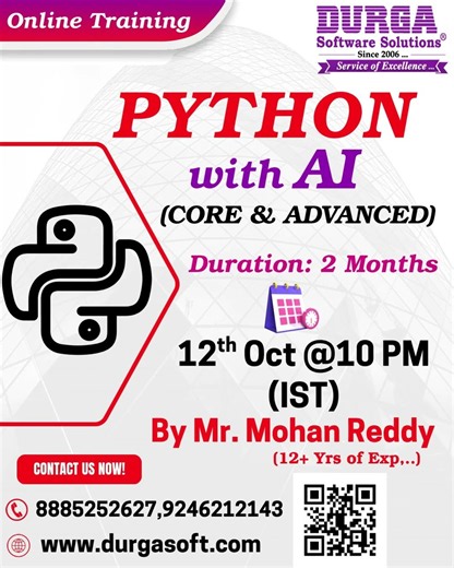 PYTHON with AI (CORE & ADVANCED) Online Training @ DURGASOFT #durgasoftware #python #shorts