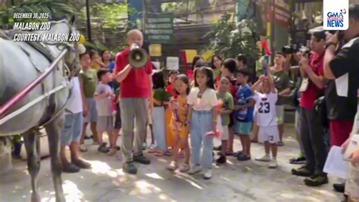 ONLY USE TOROTOT ⚠️ Through initiatives such as the annual “Iwas Paputok Drive for the Sake of Animals” and “Welcome Year of the Horse 2026,” the Malabon Zoo conducted interactive talks with children on Dec. 30 to educate them about safe and animal-friendly ways to celebrate the New Year. Participating children received free torotots as part of the initiatives, and a live horse was also present to help celebrate the upcoming Year of the Horse in 2026. Courtesy: Malabon Zoo | GMA News