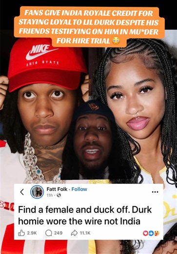 FANS GIVE INDIA ROYALE CREDIT FOR STAYING LOYAL TO LIL DURK DESPITE HIS FRIENDS TESTIFYING ON HIM IN MU*DER FOR HIRE TRIAL 😳 #greenscreen #lildurk #indiaroyale #lildurkfyp