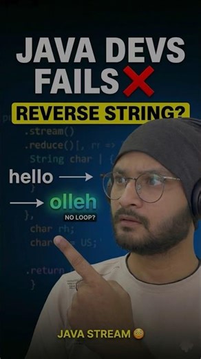 REVERSE STRING ❌ WITHOUT LOOP ❌. Reverse a string using reduce method in Java 8 #java #dsa #coding