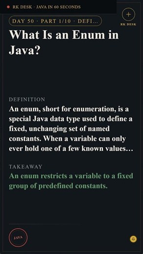 Day 50 Pt 1/10: What Is an Enum in Java? #Shorts