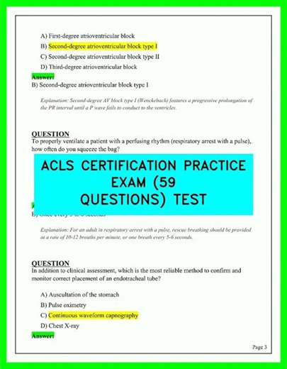 ACLS CERTIFICATION PRACTICE EXAM 2026 LATEST 59 QUESTIONS TEST VIDEO UPDATED FINAL PRACTICE EXAM26