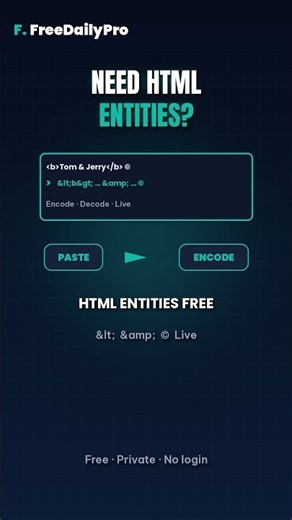 How to encode HTML entities free #Shorts