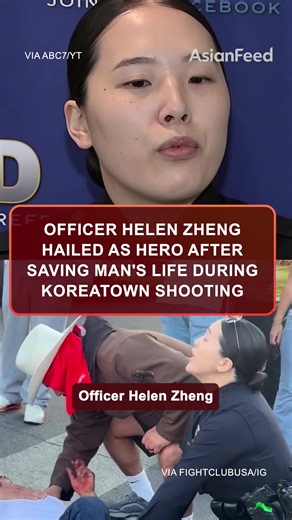 LAPD Officer Helen Zheng is being hailed as a hero after stepping in to save a man’s life during a World Cup watch party shooting in Koreatown 👏🫡 Follow @asianfeed for more‼️ #Asian #Hero #Women #Police #News