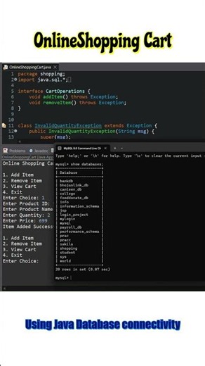 Java Project Demo: Online Shopping Cart with Database 🛒#coding #programming#tech #developer#shorts