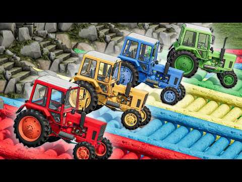 Mini Tractors Of Colors - COMBO Transporting To Wood Stairs Garages - Farming Simulator 22