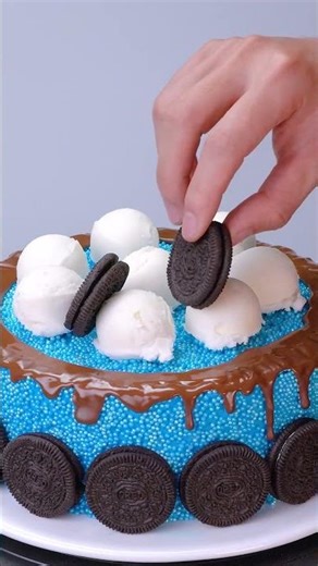 Blue Velvet Oreo Cake With Chocolate Drip Tutorial 🍫 Satisfying Tasty Cake Ideas #shorts #cake