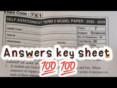 7th class 💯 💯 general science self assessment term 2 exam real question paper with full answer key