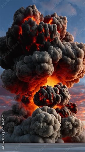 Explosion Fury: A spectacular display of raw, explosive power, a colossal mushroom cloud billows into the sky, revealing the destructive energy within