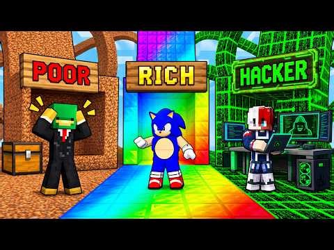 HACKER VS DIRT VS RAINBOW TUNNEL BATTLE IN MINECRAFT !!