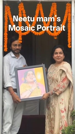 Neetu mam's mosaic portrait using 75k paint dots #neetumam #mosaicart #shorts