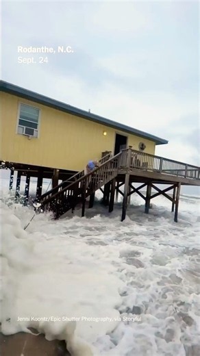 Powerful Storm Lashes North Carolina as It Moves Up East Coast