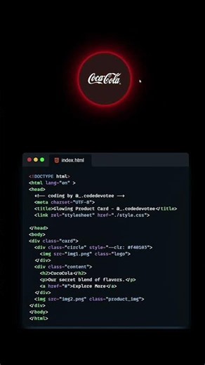 Watch this glowing product card turn simple code into pure eye candy — built with HTML, CSS, and JS