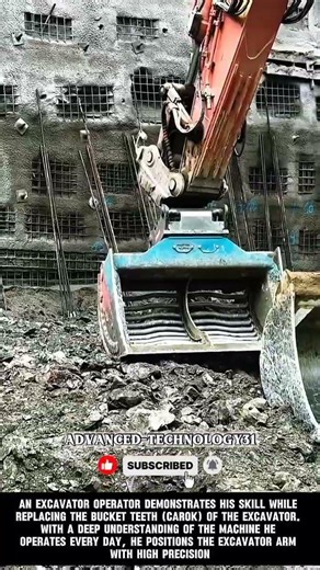 Precision in Power: An Excavator Operator Replacing Bucket Teeth !! #shorts #innovation #trending