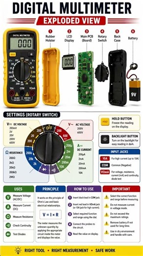 🔧 DIGITAL MULTIMETER —#DigitalMultimeter #Multimeter #ElectricalEngineering #ElectricalKnowledge