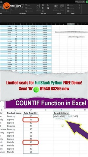 How to Use COUNTIF in Excel | Titanic Dataset | PythonLife