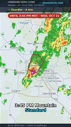 Considerable Severe Thunderstorm Warning — Peoria, Arizona