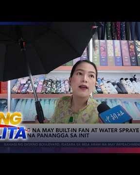 Payong na may built-in fan at water sprayer, patok na panangga sa init | Unang Balita