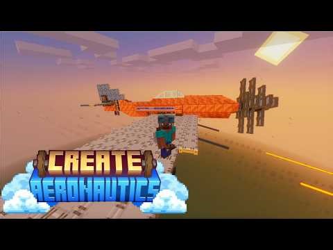 I Built A FULLY SURVIVAL Fighter Plane in Create Aeronautics(No Levitite) + Schematic