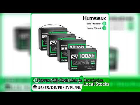 Humsienk 12V 100Ah LiFePO4 Battery 4-Pack A+ Cell Deep Cycle For RV Golf Cart Marine Yacht Camping F