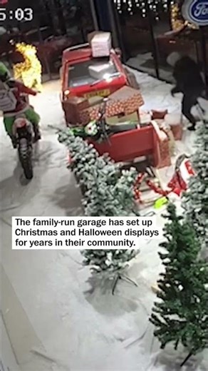 Thieves push over the Grinch, steal motorbikes from display