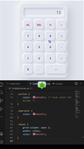 🔥Calculator using HTML, CSS & JavaScript #webdevelopment #coding #javascript
