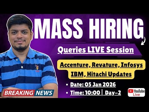 MASS Hiring - Queries Session | Revature, Infosys, Accenture, IBM, Hitachi Hiring Updates | Day-2