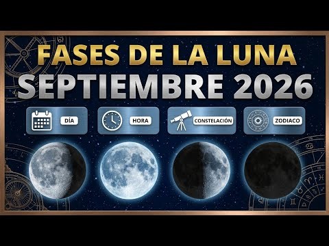 FASES De La LUNA Septiembre 2026 Día Hora Distancia Constelación Zodiaco Calendario Lunar