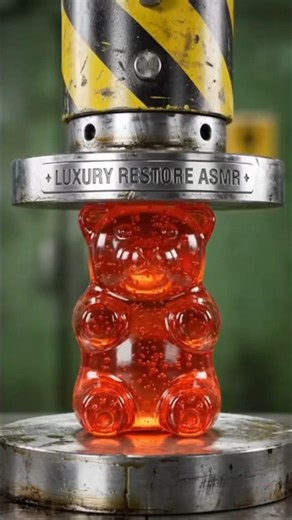 🍬 Gummy Bear Gets DESTROYED 🤯 | Hydraulic Press ASMR #shorts