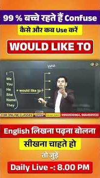 Would Like to | Modal Verbs | English with Dharmendra Sir #shorts #english