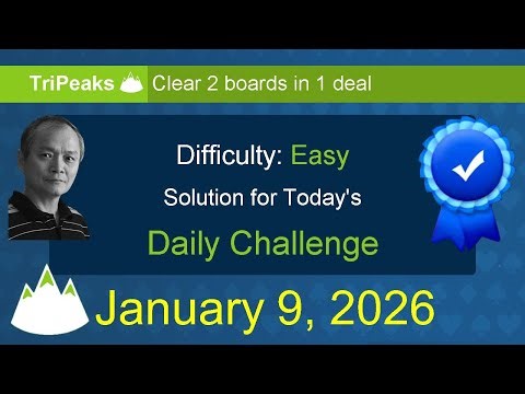 Microsoft Solitaire Collection: TriPeaks - Easy - January 9, 2026