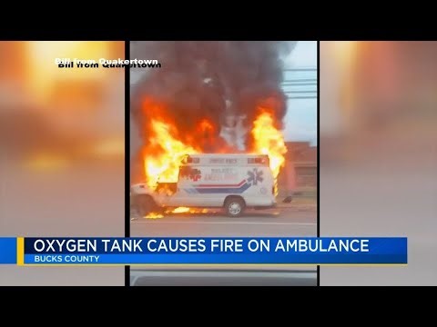 Oxygen tank explosion sets ambulance ablaze in Richland Twp.