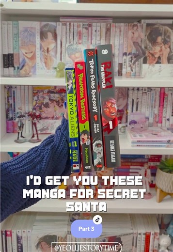 I’m YOUR Manga Secret Santa: 6 Shonen Recs 🎁 (Part 3) . . If I was your Secret Santa, here is exactly what I’d buy you! Or just some Shonen Manga recommendations for your holiday wishlist. . 💬 Let me know if you've read these or what you're hoping to find under the tree this year! . . 🎄 New Series: Phantom Busters — Neoshoco Publisher: @VIZ . 🎄The Underrated: Tokyo Fears Rhapsody — Akira Sugito Publisher: VIZ MEDIA . 🎄The Cool Premise: Tokyo Aliens — NAOE Publisher: SQUARE ENIX MANGA . 🎄Th