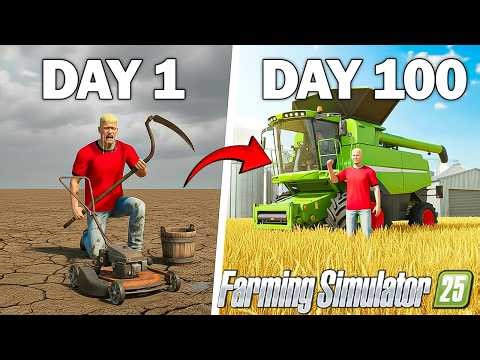 I Survived 100 DAYS on a FLAT MAP with $0! HARDCORE (Farming Simulator 25)