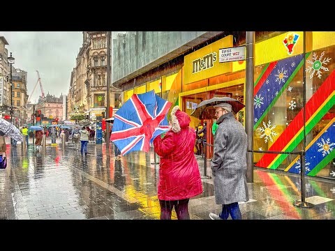 London Rain Walk ☔️ Wet & Windy Central London West End City Streets Walking Tour | 4K HDR ASMR