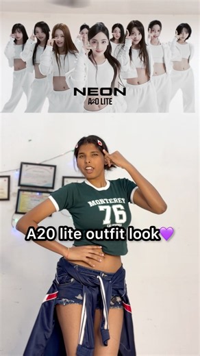 A2O Lite Neon outfit look 💜🎶 #transition #a20lite #neon #A20lite #kpop #outfit #somii #shorts
