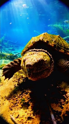 Alligator Snapping Turtle — living dinosaur. Beak snaps bone