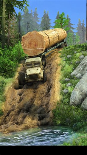 TRUCK Logging in the forest, down the river path kills heavy loads