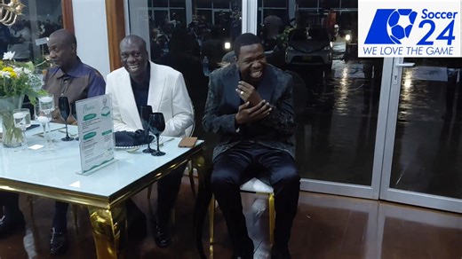 Zim football benefactor Prophet Walter Magaya has arrived at the awards ceremony, sitting next to him is Hardrock FC president Shepherd Chahwanda (in a white blazer), and on the left is the guest of honour, Minister of State for Provincial Affairs and Devolution for Midlands, Hon. Owen Ncube. Follow the Soccer24 WhatsApp Channel for updates on local and international football: https://whatsapp.com/channel/0029VaD4gsC0LKZ53XJKDr2N | Soccer24 Zimbabwe