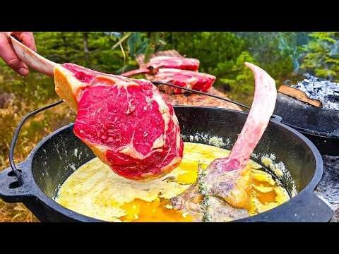 Tomahawk STEAK Forest Cooking: 1 Hour of Massive Tomahawks & Wild Game on Fire