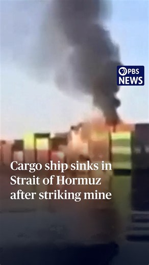 Cargo ship sinks in Strait of Hormuz after striking mine