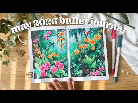 may 2026 bullet journal plan with me 🌺 bullet journal inspiration for creatives + art tutorial