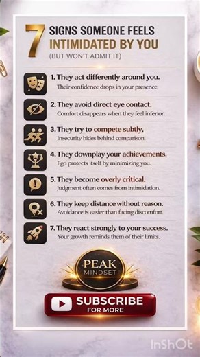 7 Signs Someone Feels Intimidated By You (But Won’t Admit It) #psychologyfacts #shorts