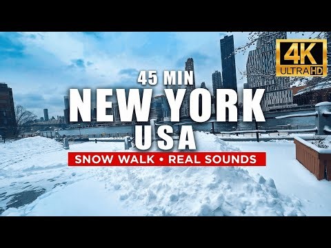 NYC Snow Walk 2025-2026: Roosevelt Island in Winter | 4K Walking Tour (Real Sounds)