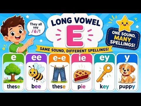 Learn the Long Vowel E Sound! Fun Phonics Lesson | Reading Learning Video