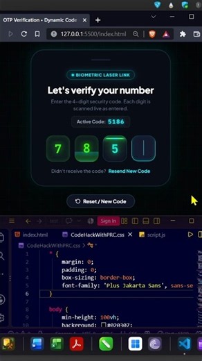 OTP Verification Animation UI 🔐🔥 | HTML CSS JavaScript #Shorts #shortsfeed #ytshorts