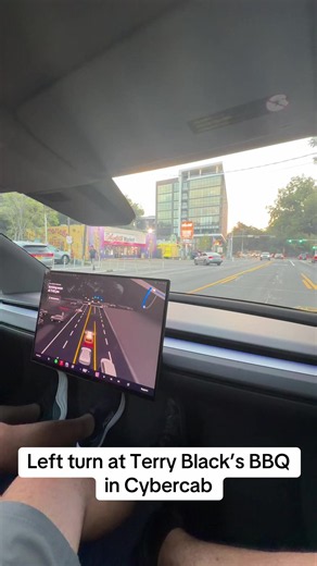 Tesla Cybercab left turn At @Terry Black’s Barbecue #fyp #viral #tesla #cybercab #austin