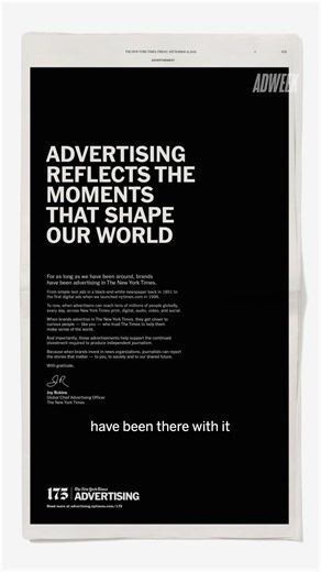 The New York Times marks 175 years with a print campaign celebrating the evolution of advertising
